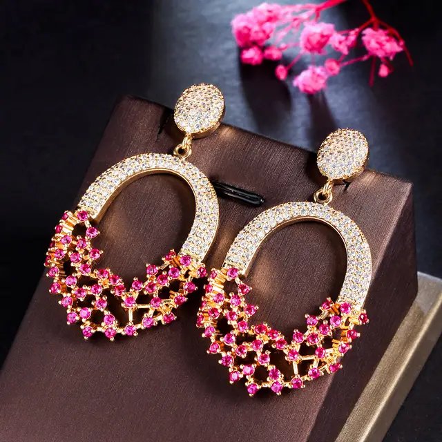 Hot Pink Cz Earrings