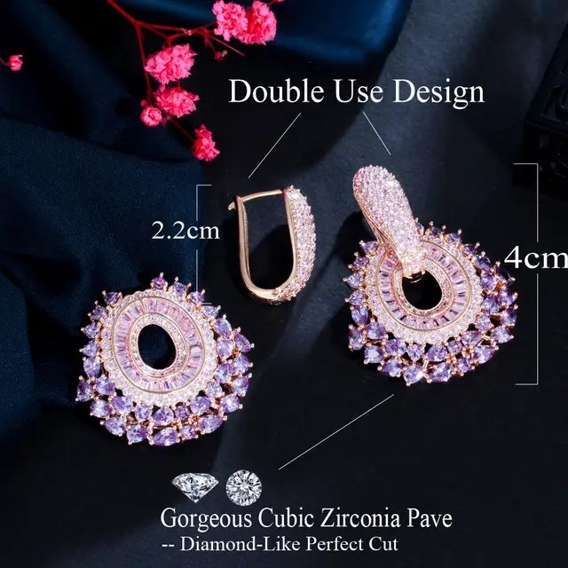 Purple Pink Cz Earrings