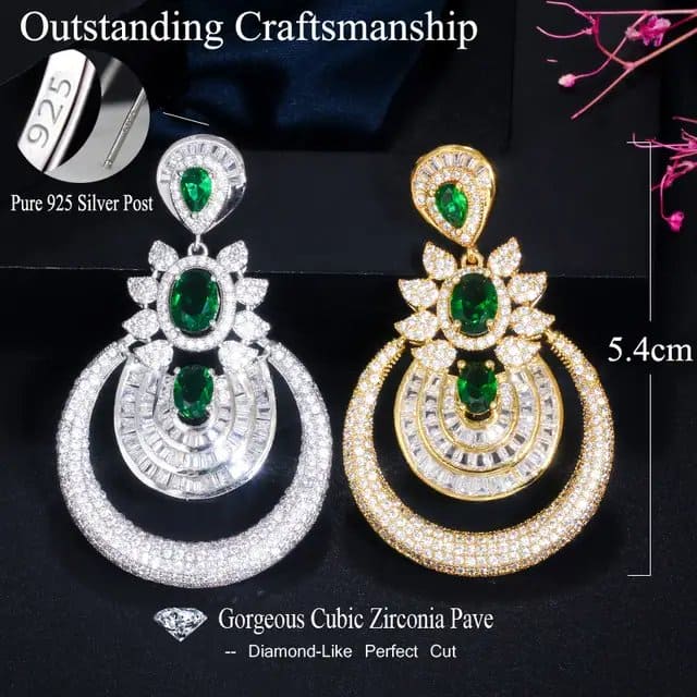 Vintage Emerald Cz Earrings