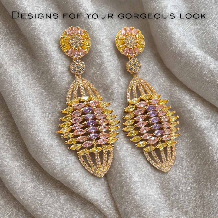 Yellow Cz Long Earrings