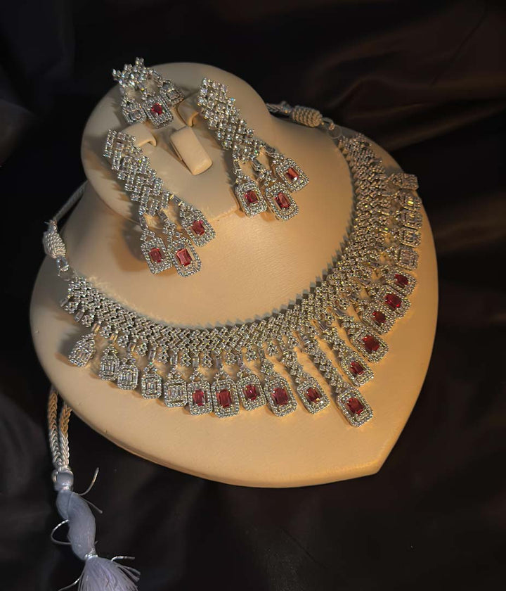 Red Cz Bride Set