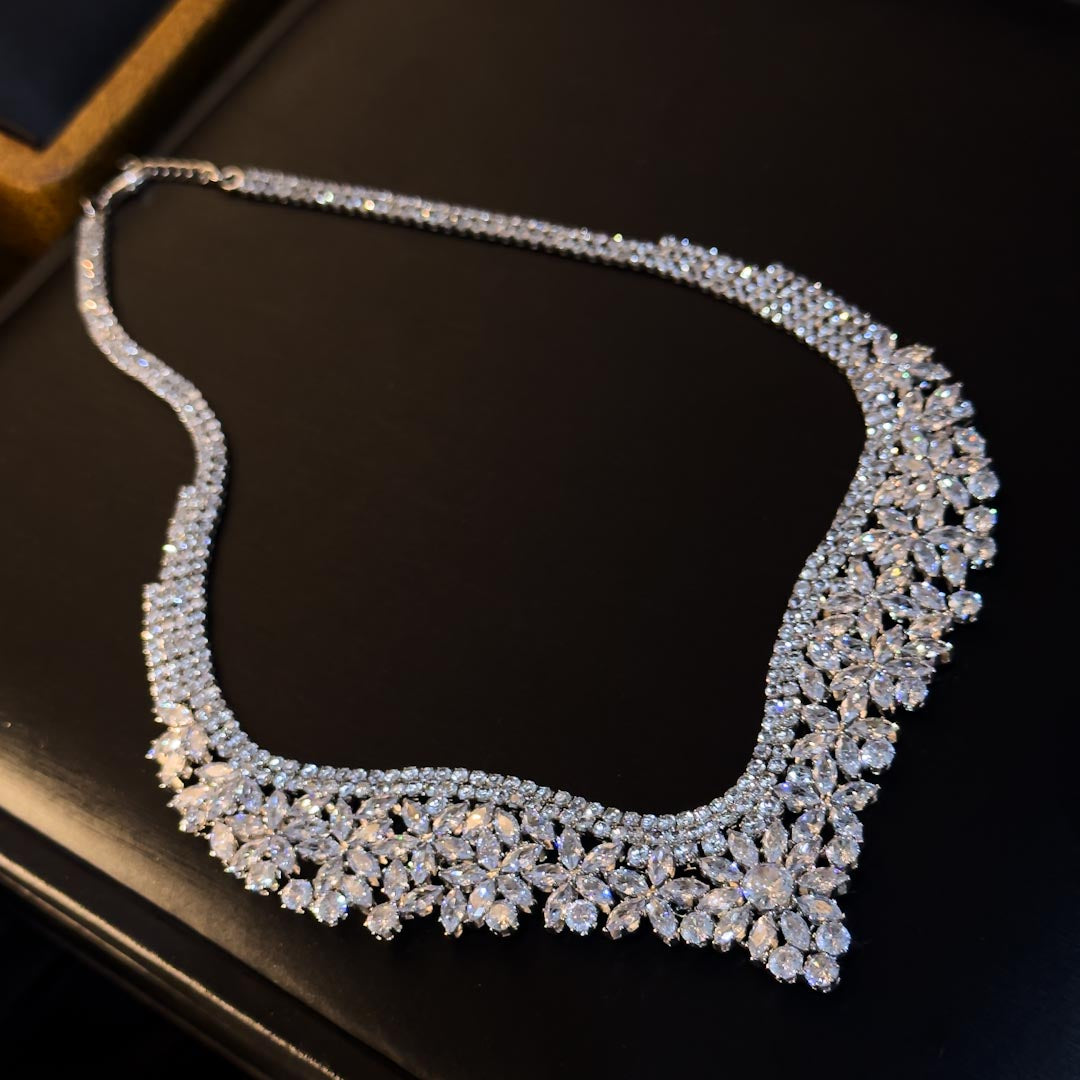 Diamond Cut Flower Design Cz Set
