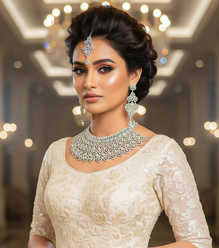 Bride Choker Cz Tikka Set