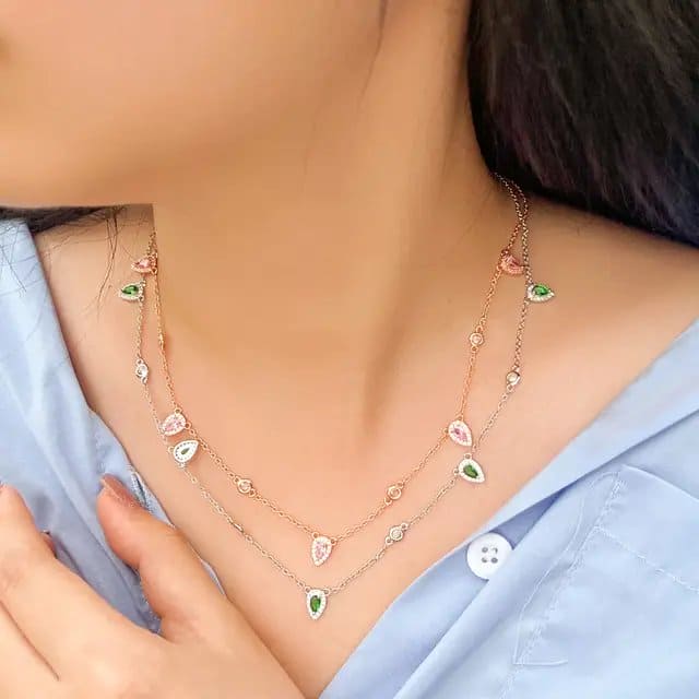 Double Chain Cz Necklace