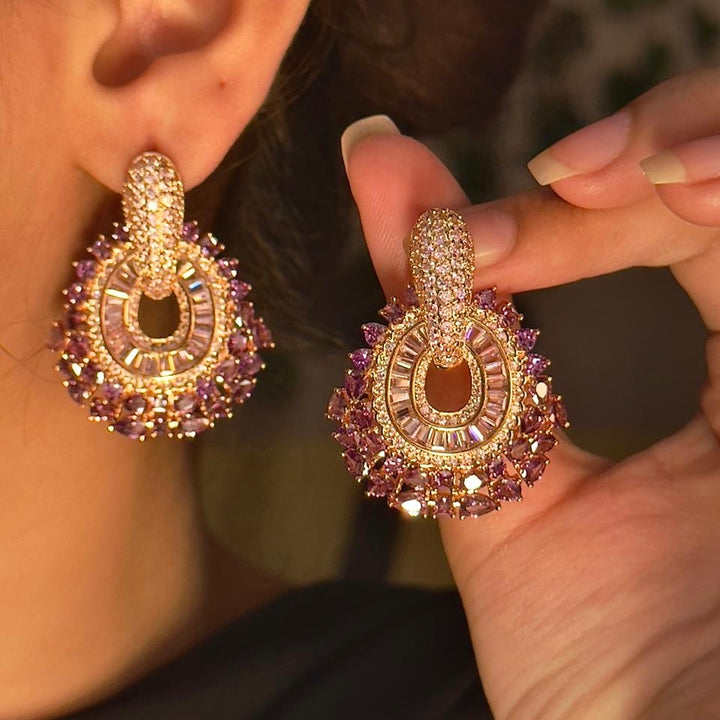 Purple Pink Cz Earrings