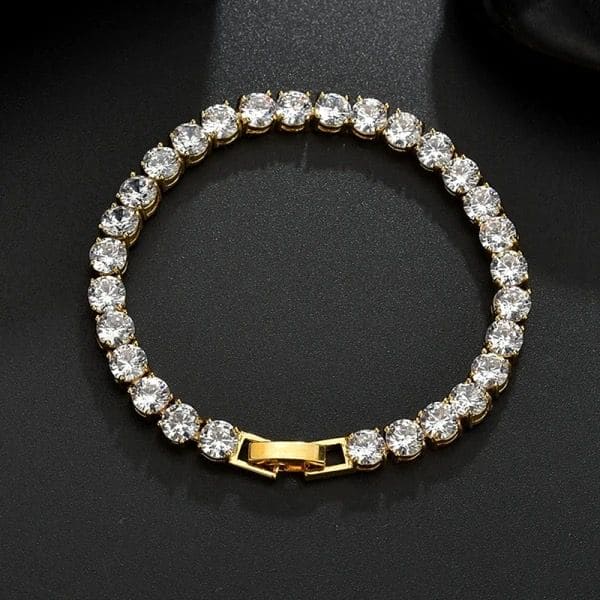 Diamond Cut Tennis 24K Cz Bracelet