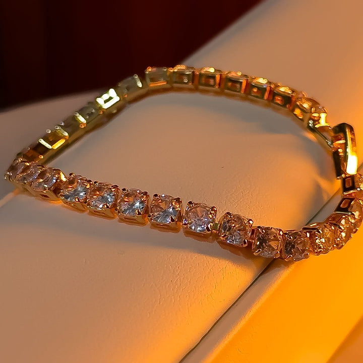 Diamond Cut Tennis 24K Cz Bracelet