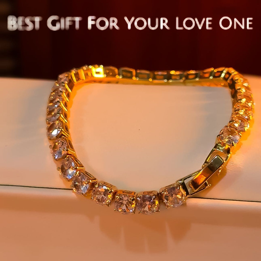 Diamond Cut Tennis 24K Cz Bracelet