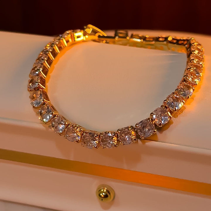 Diamond Cut Tennis 24K Cz Bracelet