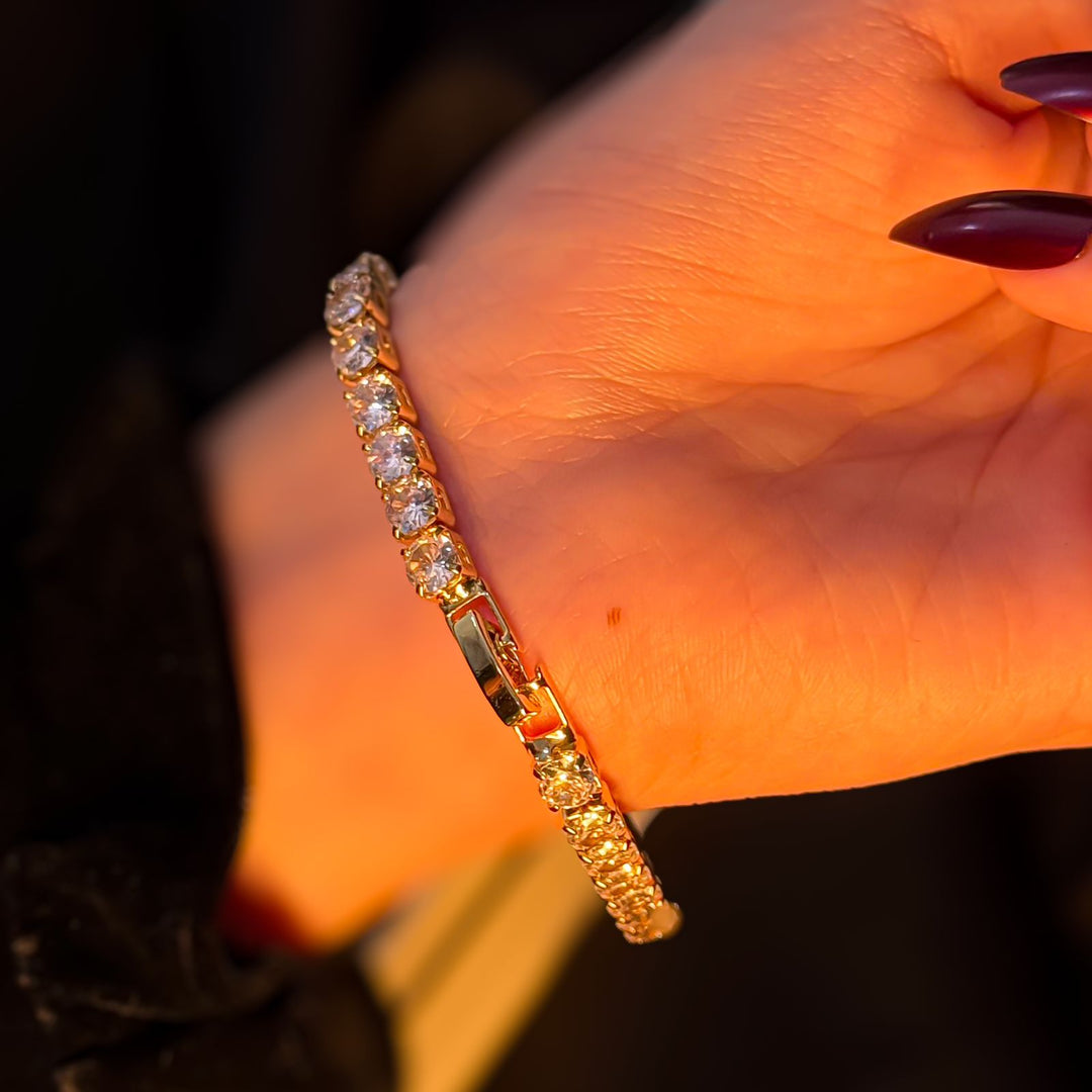 Diamond Cut Tennis 24K Cz Bracelet