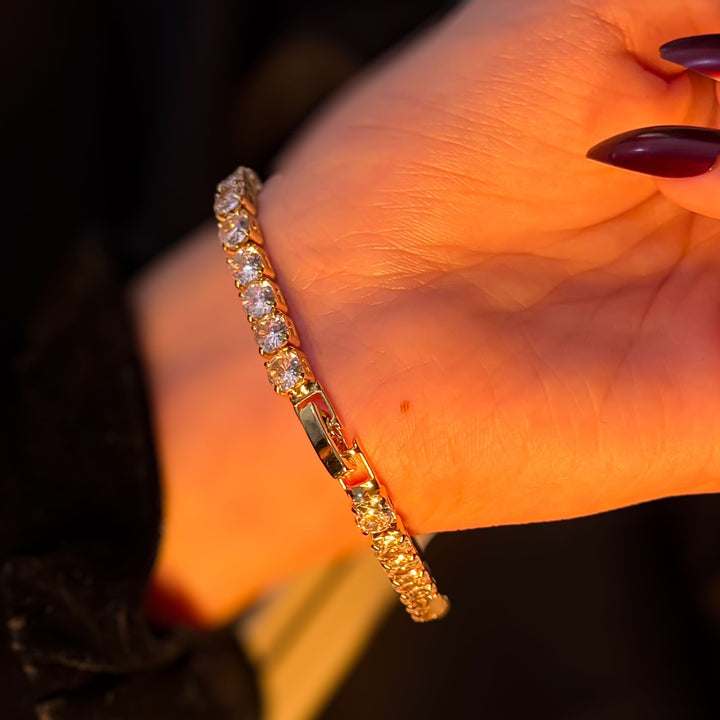 Diamond Cut Tennis 24K Cz Bracelet