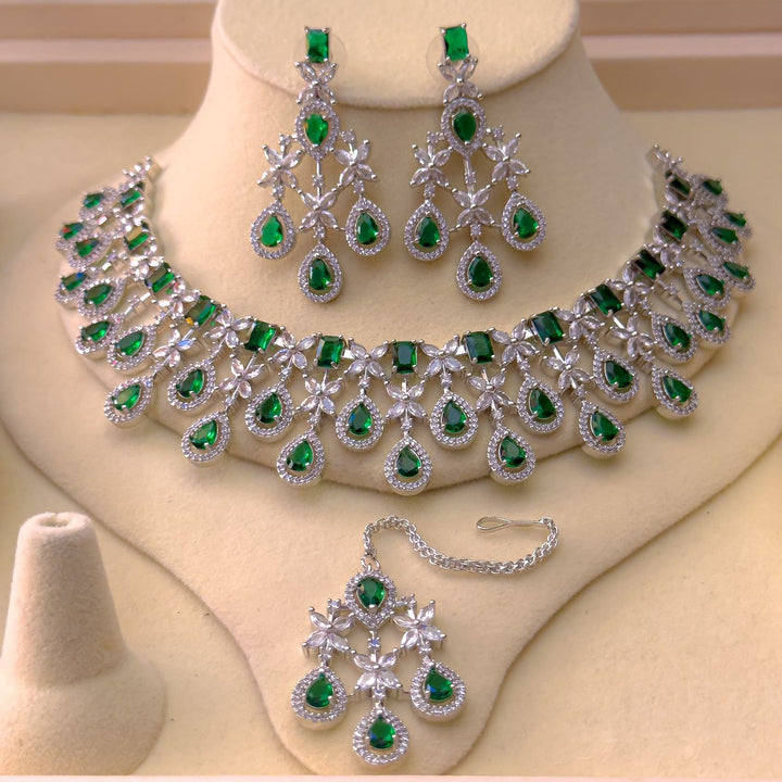 Green Emerald Cut Bride Set