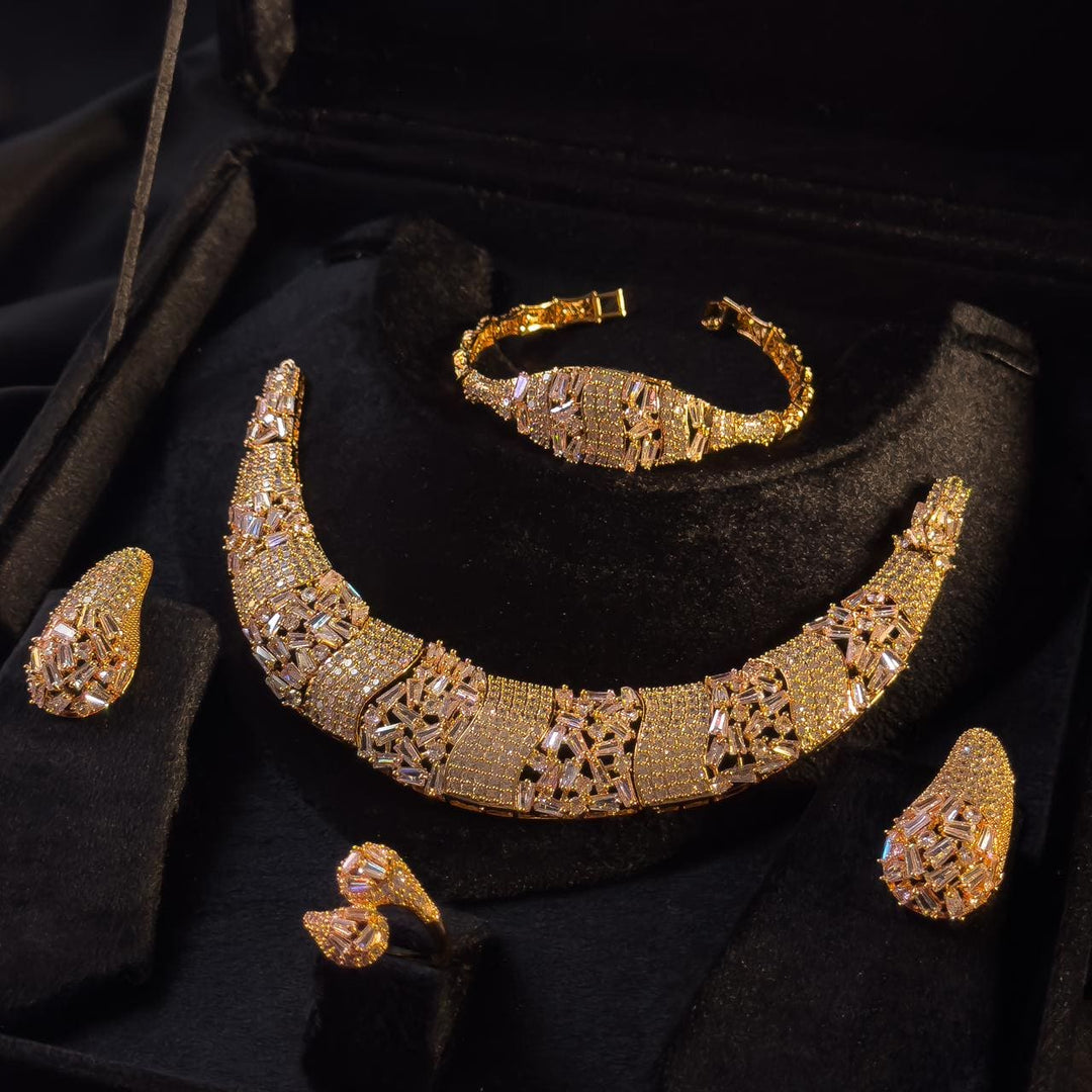 Dubai Gold Cz Bride Set