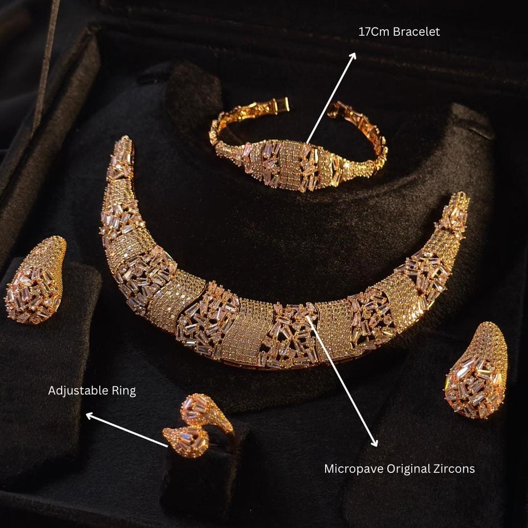 Dubai Gold Cz Bride Set