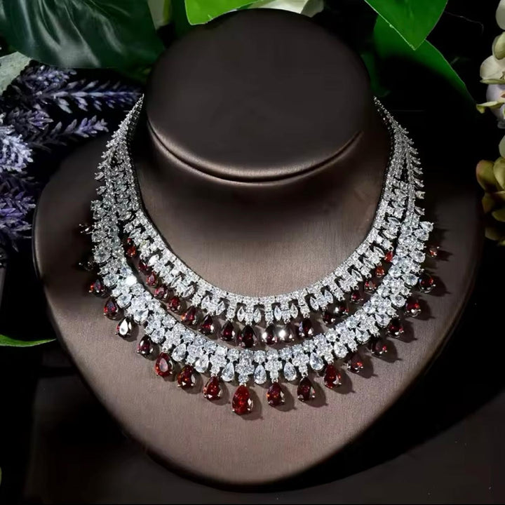 Double Layered Red Cz Set