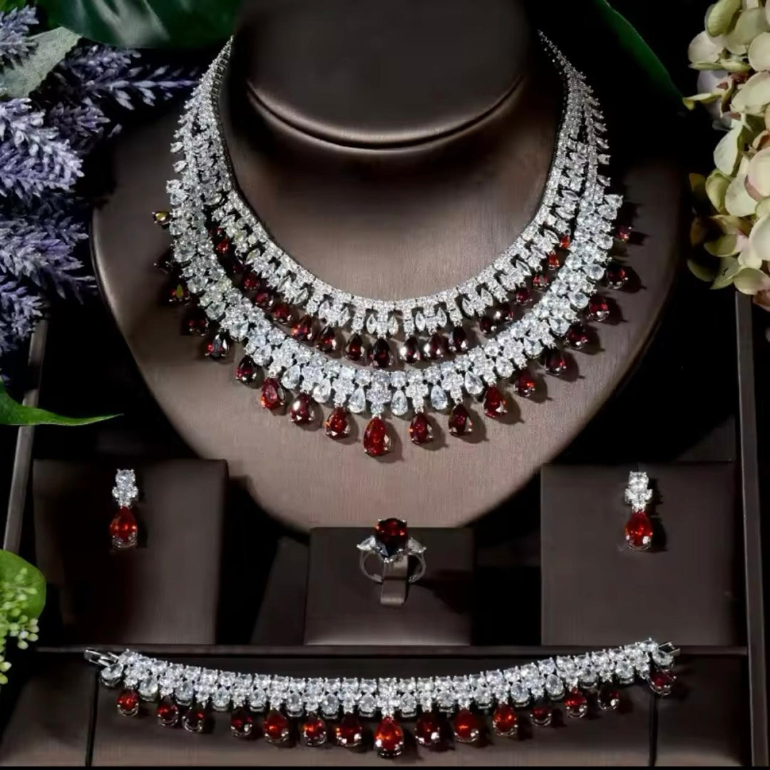 Double Layered Red Cz Set