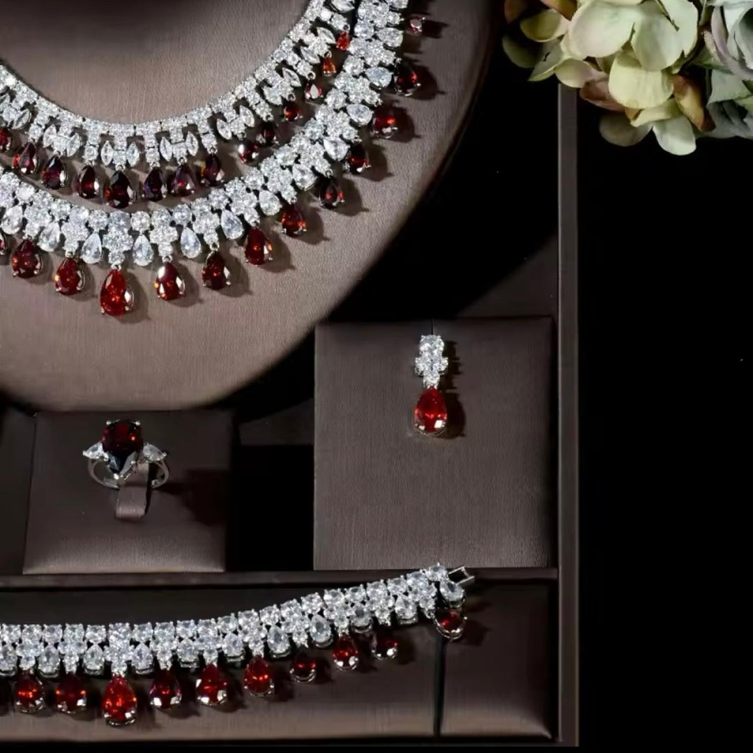 Double Layered Red Cz Set