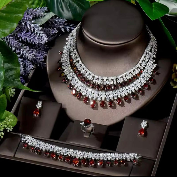 Double Layered Red Cz Set