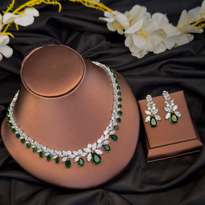 Green Water Drop Cz Set