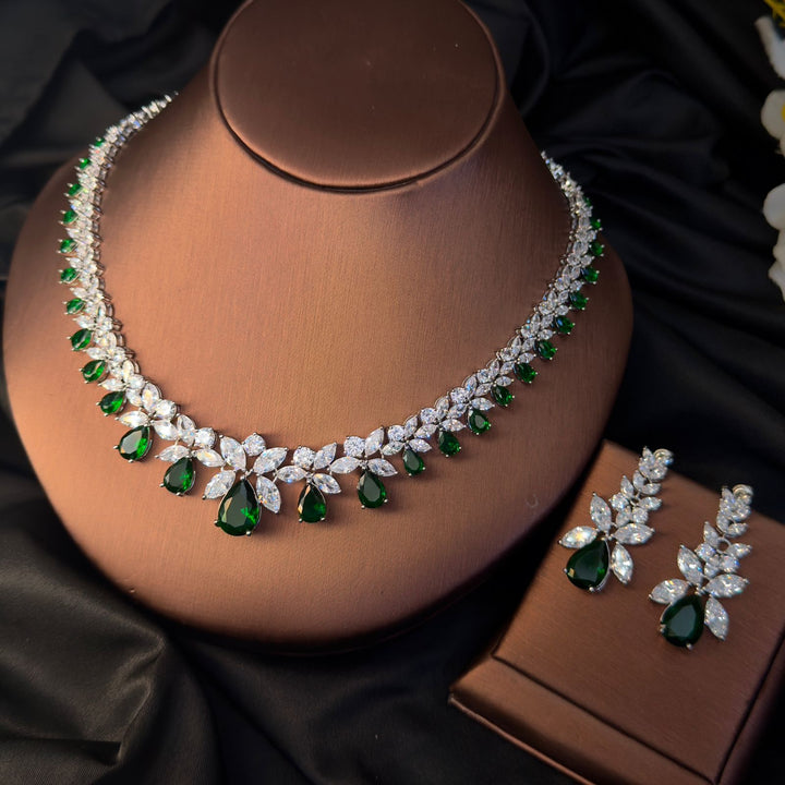 Green Water Drop Cz Set