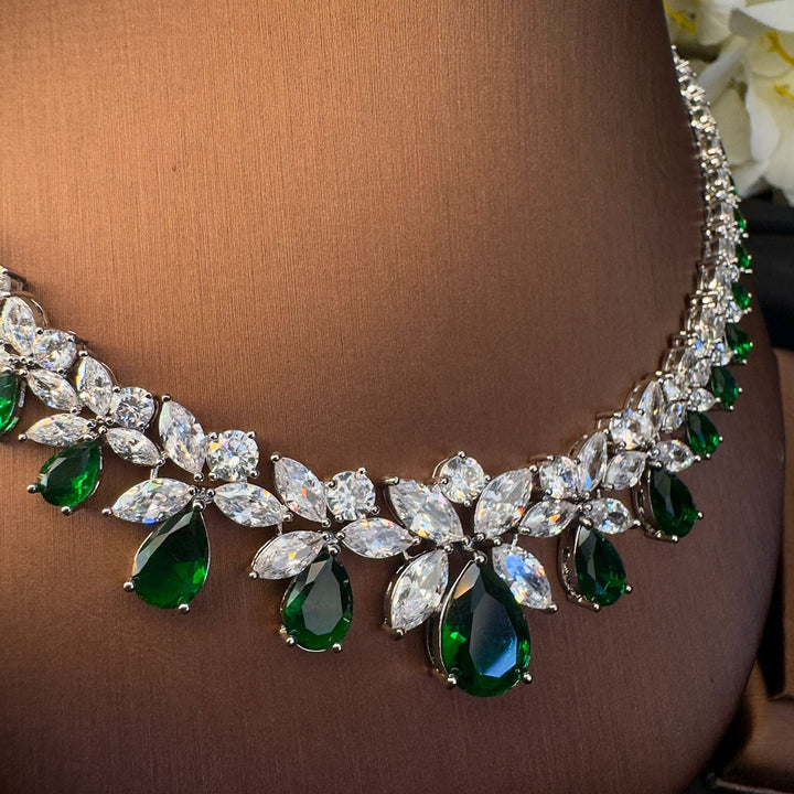 Green Water Drop Cz Set