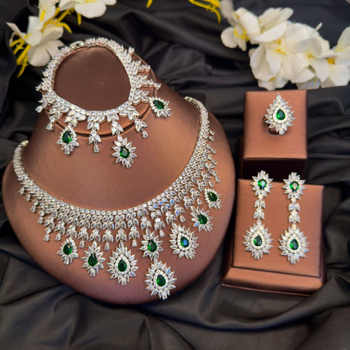 Water Drop Green Cz Bride Set