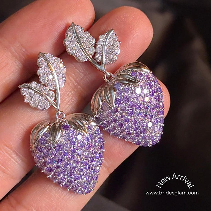 Micropave Purple Strawberry Cz Earring