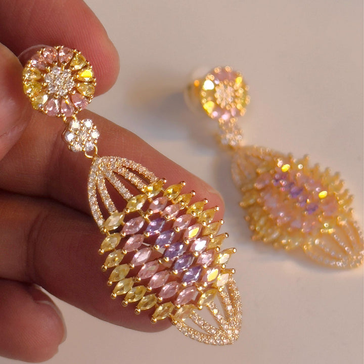 Yellow Cz Long Earrings