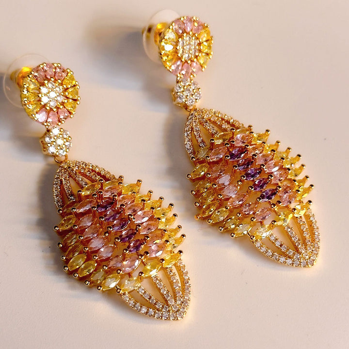 Yellow Cz Long Earrings