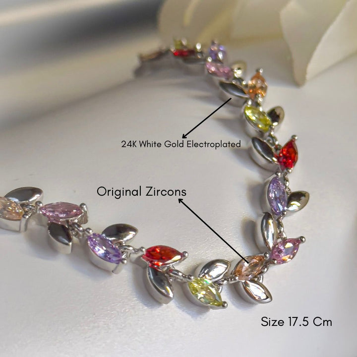 Multicolor Leaf Cz Bracelet