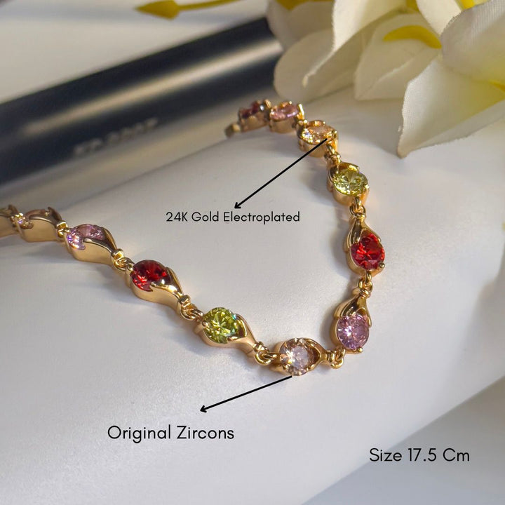 Water Drop Multicolor Cz Bracelet