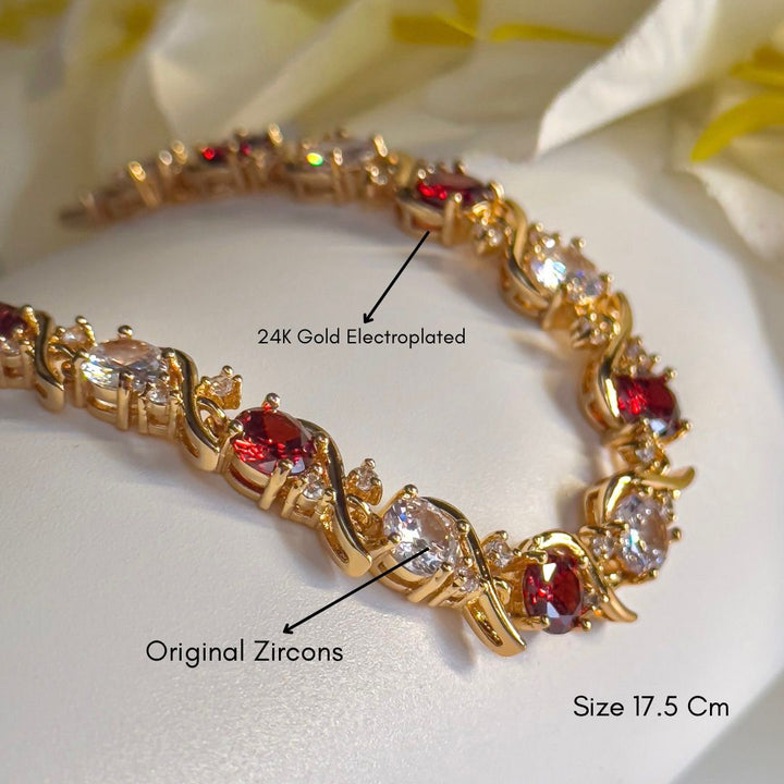 Red Cz Golden Bracelet