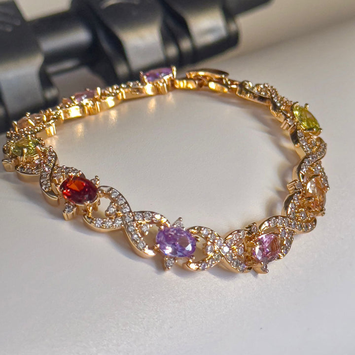 Golden Multicolor Cz Bracelet