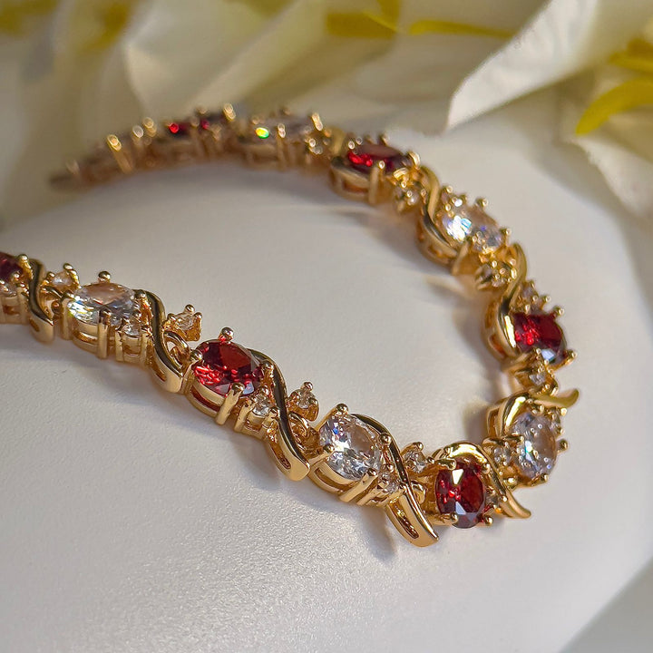 Red Cz Golden Bracelet