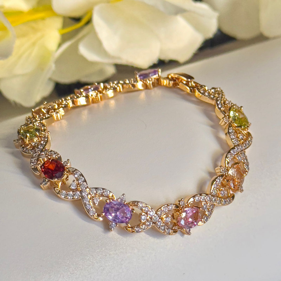 Golden Multicolor Cz Bracelet