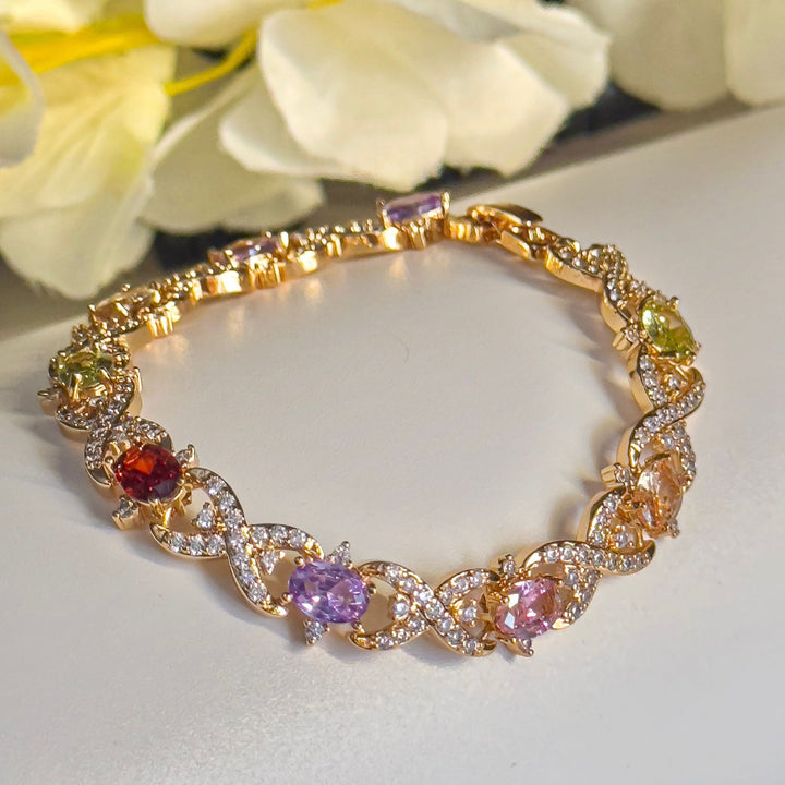 Golden Multicolor Cz Bracelet