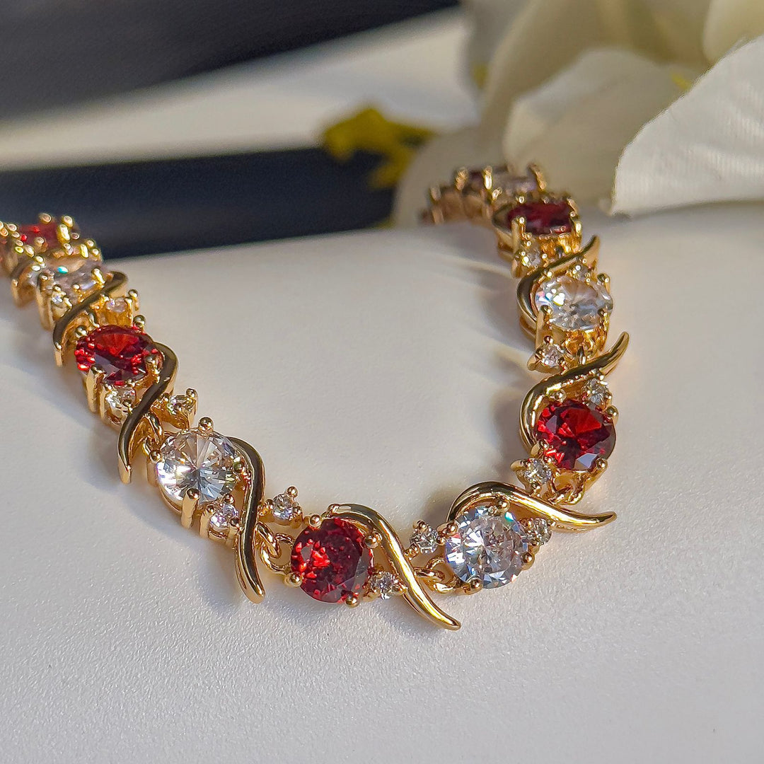 Red Cz Golden Bracelet