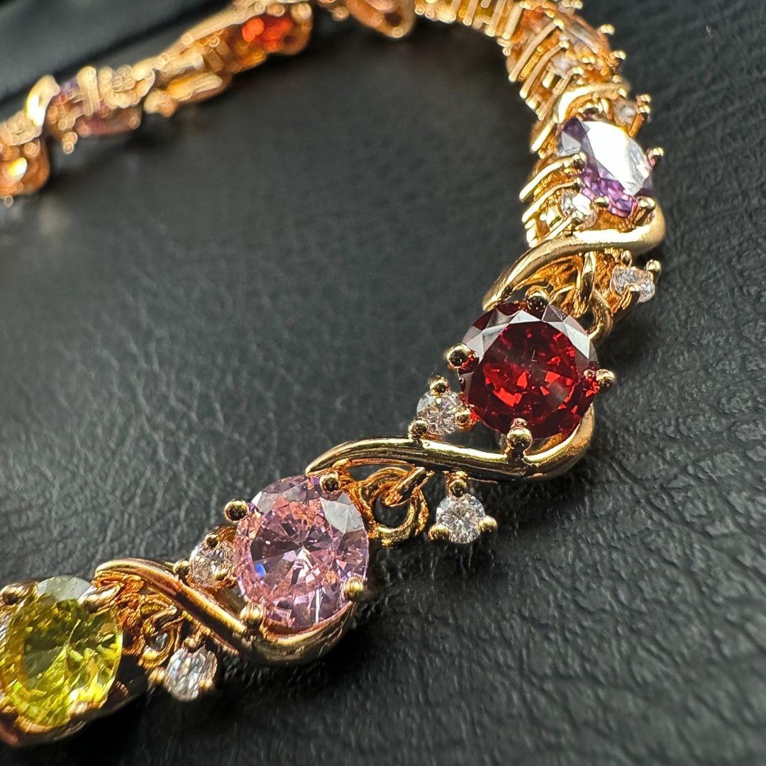 Multicolor Cz Golden Bracelet