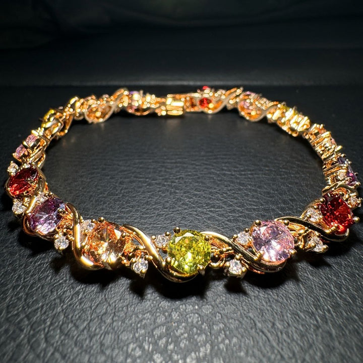 Multicolor Cz Golden Bracelet