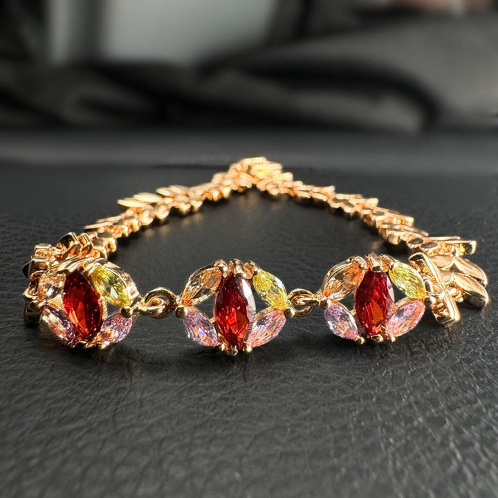 Leaf Style Multi Color Cz Bracelet