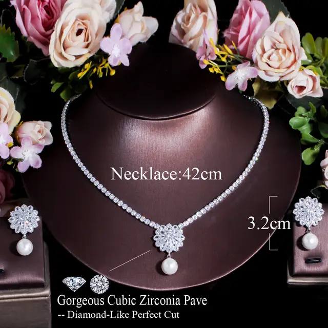 Flower Drop Zircon Set