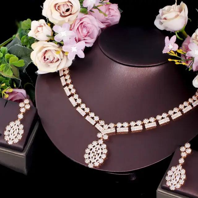 Brides Glam - Pink Zircon Necklace set By Bridesglam. Whatsapp: 03224277666  www.bridesglam.com