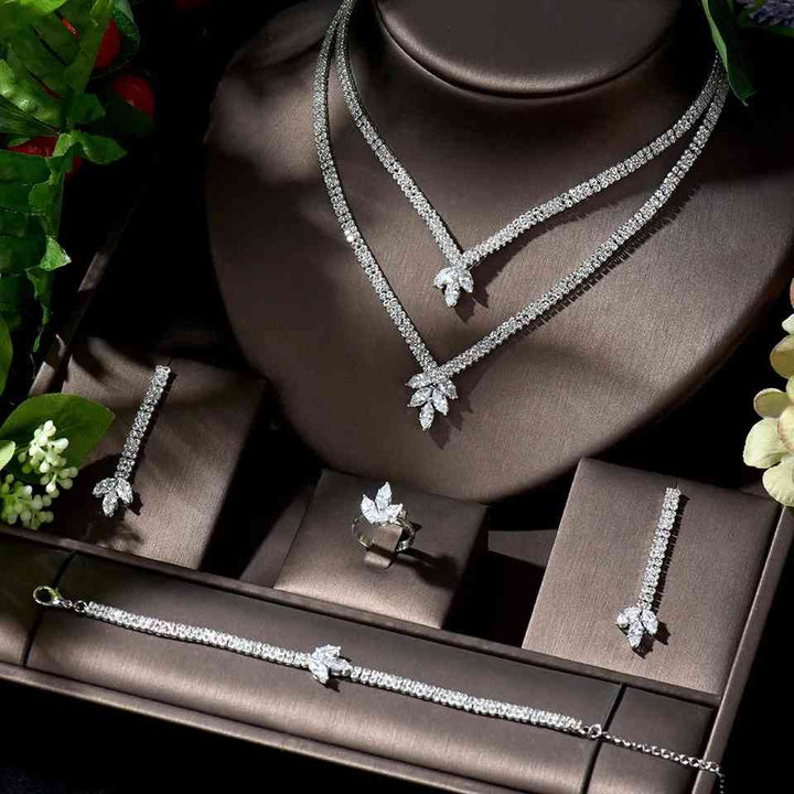 Double Layered Zircon Necklace Set