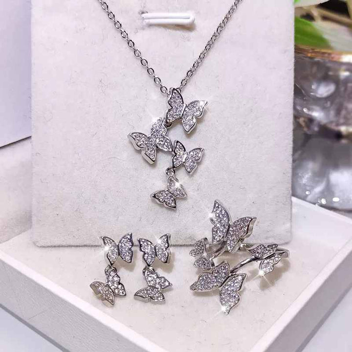 Butterfly Silver & Zircon Set